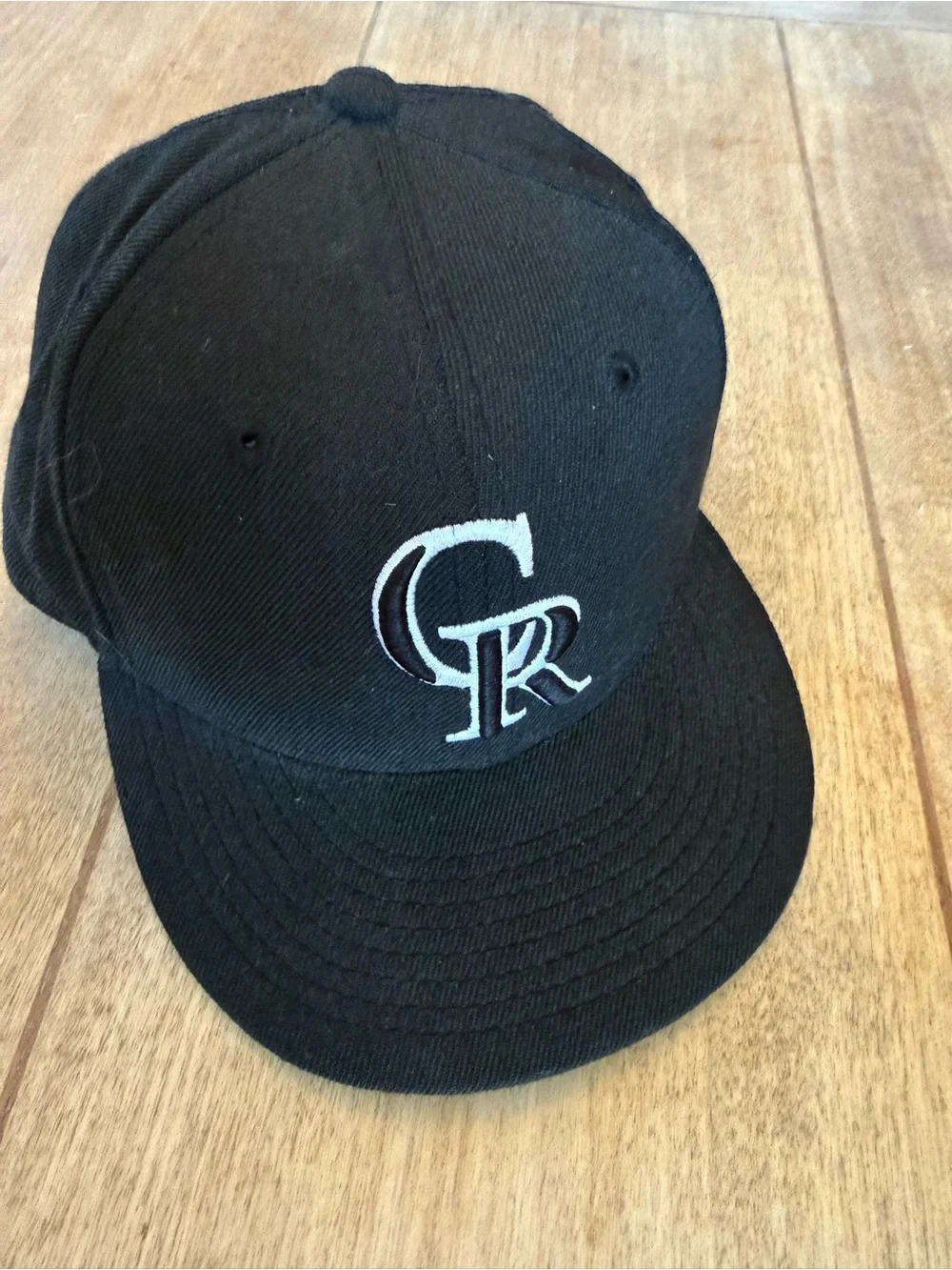 New Era Black Colorado Rockies Logo Fitted Cap